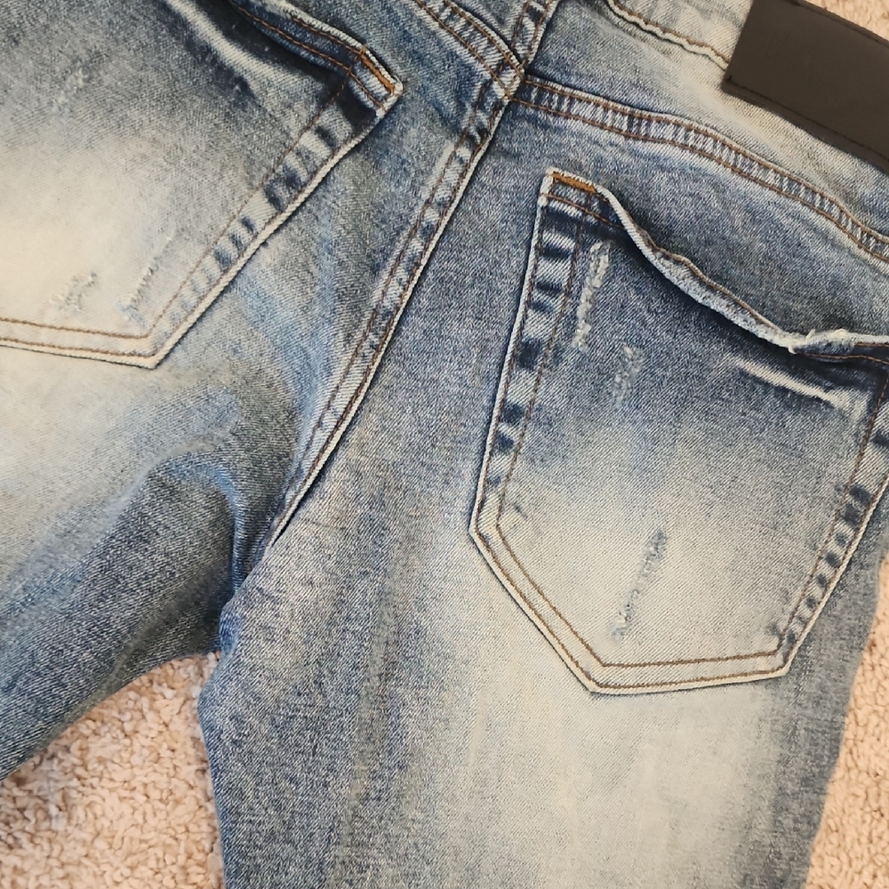 THRT Denim - Blue Skinny Jeans with Distressed Details - 30" Waist - Picture 9 of 13